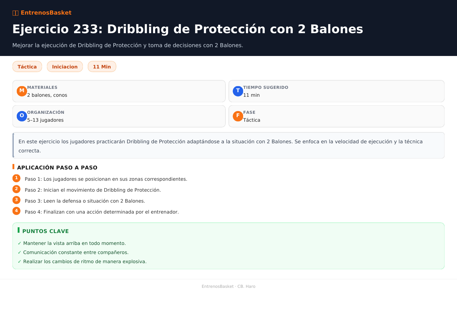 Ejercicio 233: Dribbling de Protección con 2 Balones