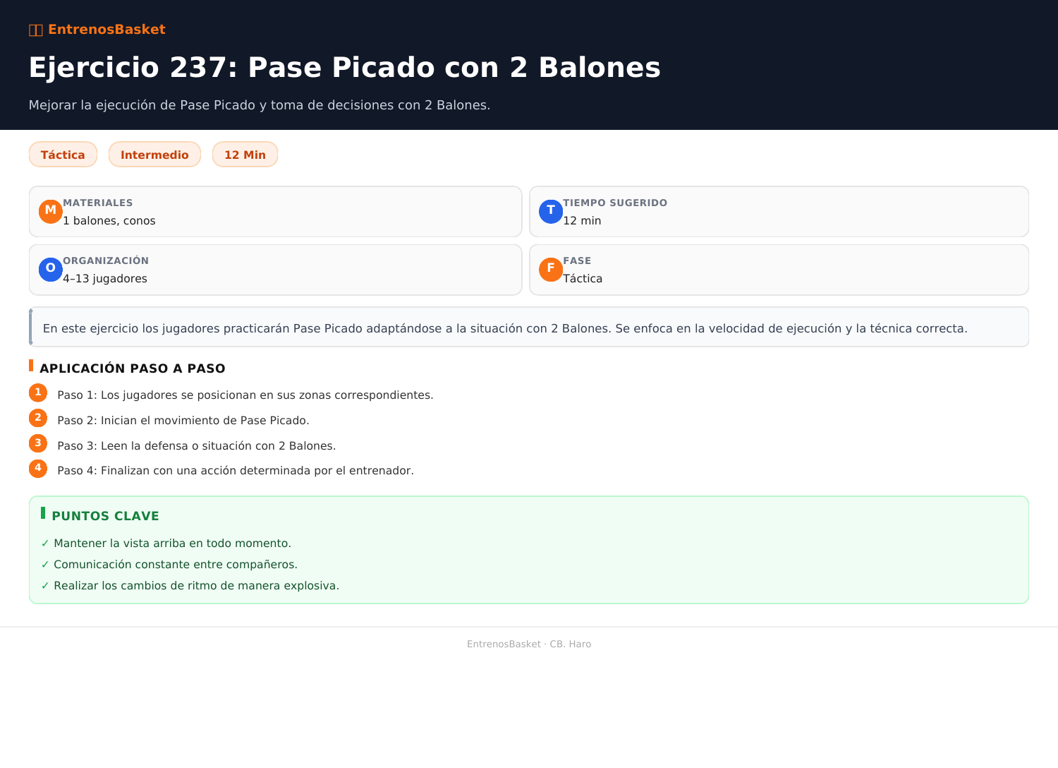 Ejercicio 237: Pase Picado con 2 Balones