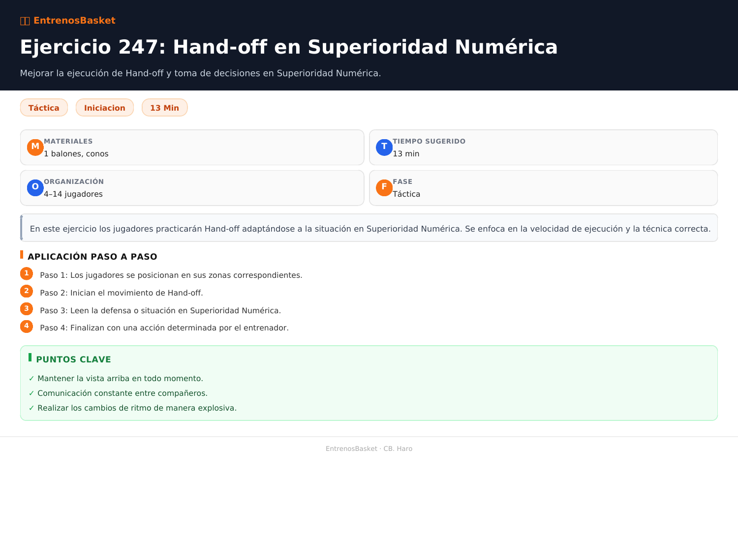 Ejercicio 247: Hand-off en Superioridad Numérica