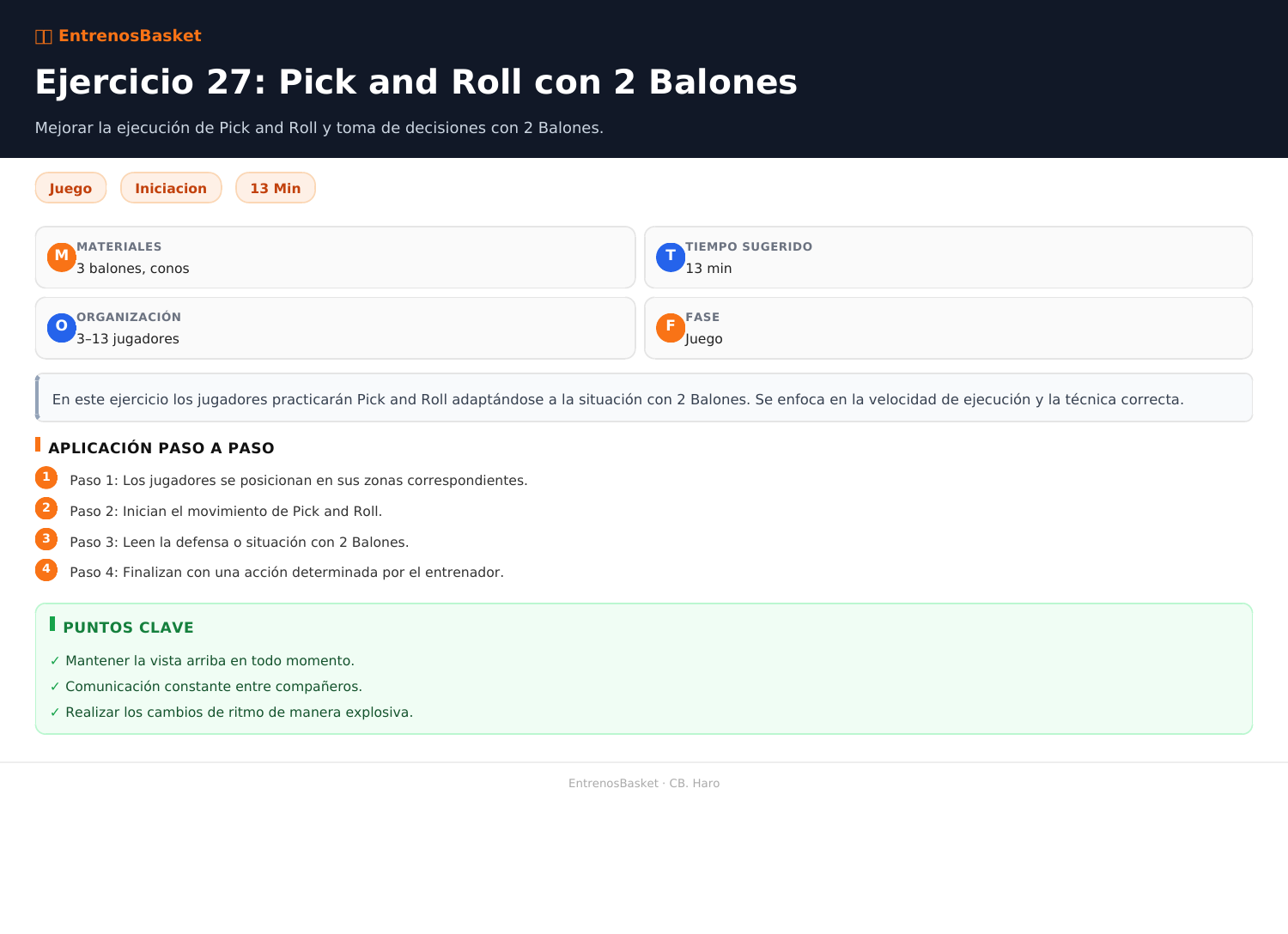 Ejercicio 27: Pick and Roll con 2 Balones