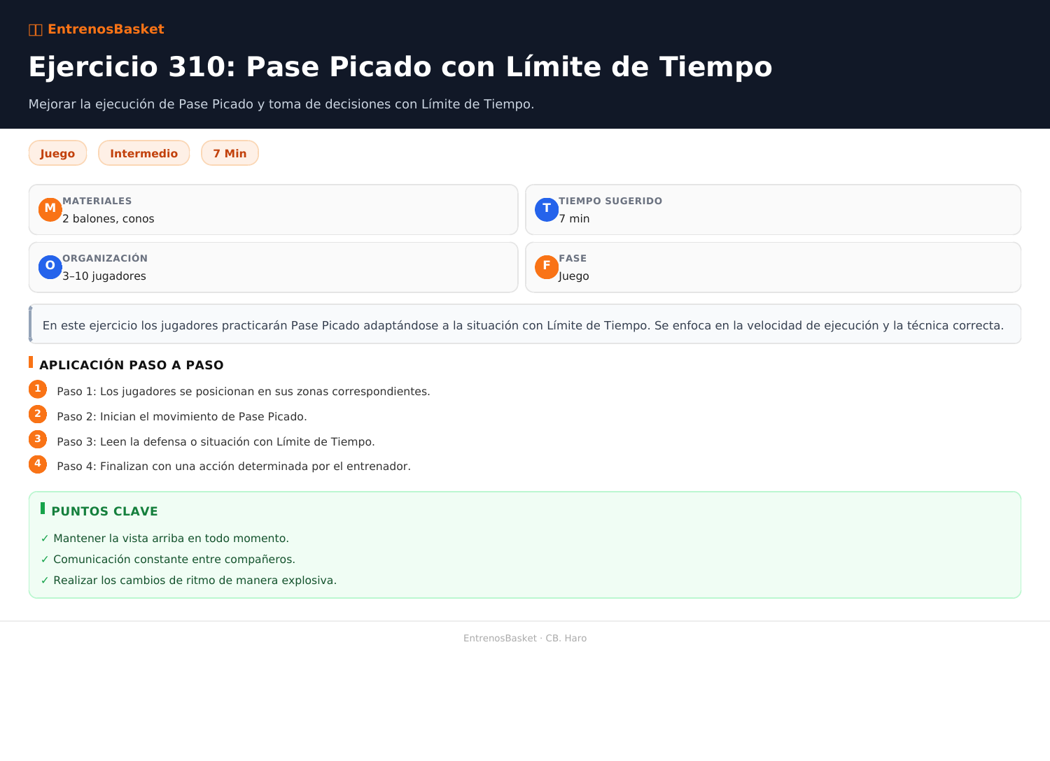 Ejercicio 310: Pase Picado con Límite de Tiempo